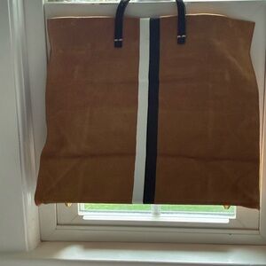 Clare V. Simple Tote Bag in Camel Suede with Stripes (Black/White)NWOT